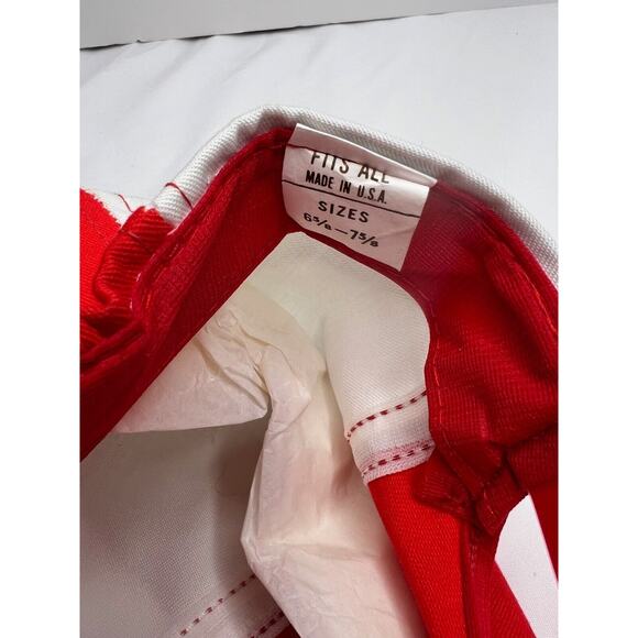 Vtg Retro Red & White Candy Stripe Snapback Newspaper Cabbie Hat OSFA - Picture 4 of 5